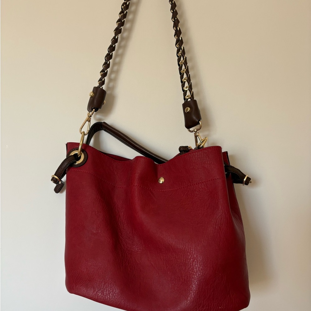 Red Leather Shoulder Bag